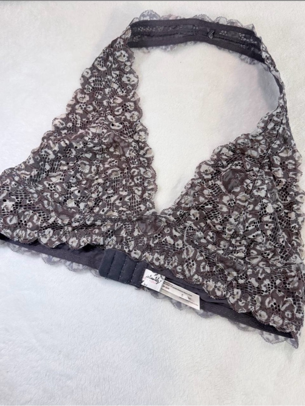 Free People Lace Halter Bralette - Gray
